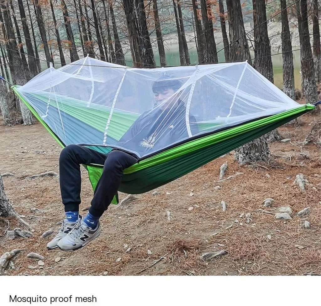 Hammock Double Outdoor Mosquito Net Hammock Nylon Spun Indoor and Outdoor Hammock Portable Camping Outdoor Supplies Hammock Outdoor(Green)