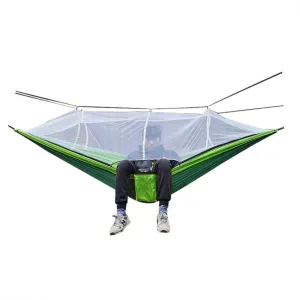 Hammock Double Outdoor Mosquito Net Hammock Nylon Spun Indoor and Outdoor Hammock Portable Camping Outdoor Supplies Hammock Outdoor(Green)