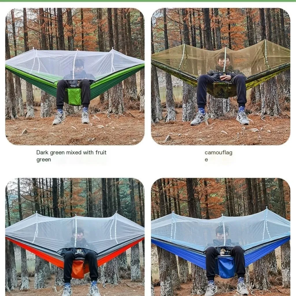 Hammock Double Outdoor Mosquito Net Hammock Nylon Spun Indoor and Outdoor Hammock Portable Camping Outdoor Supplies Hammock Outdoor(Green)
