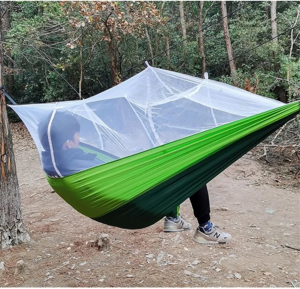 Hammock Double Outdoor Mosquito Net Hammock Nylon Spun Indoor and Outdoor Hammock Portable Camping Outdoor Supplies Hammock Outdoor(Green)