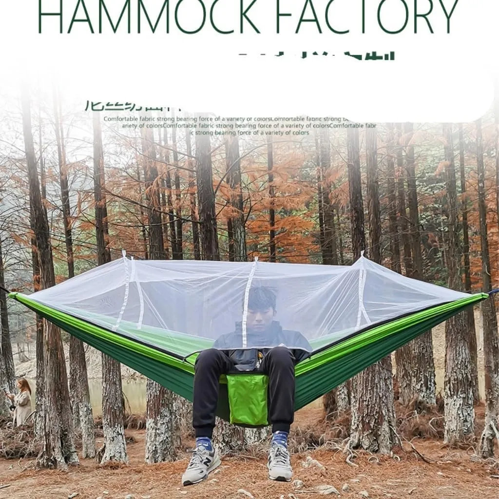 Hammock Double Outdoor Mosquito Net Hammock Nylon Spun Indoor and Outdoor Hammock Portable Camping Outdoor Supplies Hammock Outdoor(Green)