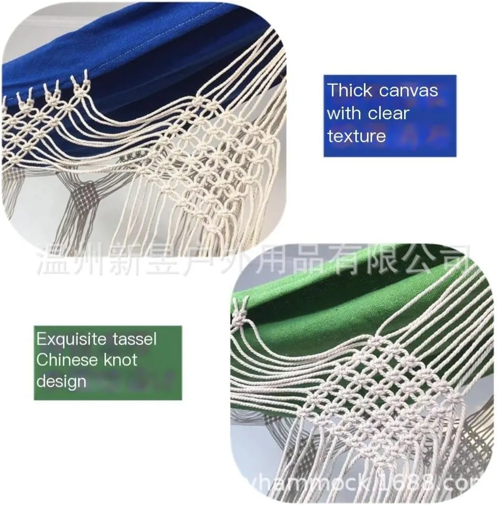 Hammock Double Outdoor Tassel Canvas Hammock Camping Beach Enlarged Double Swing Bohemian Outdoor Supplies Hanging Chair Hammock Outdoor(Green)