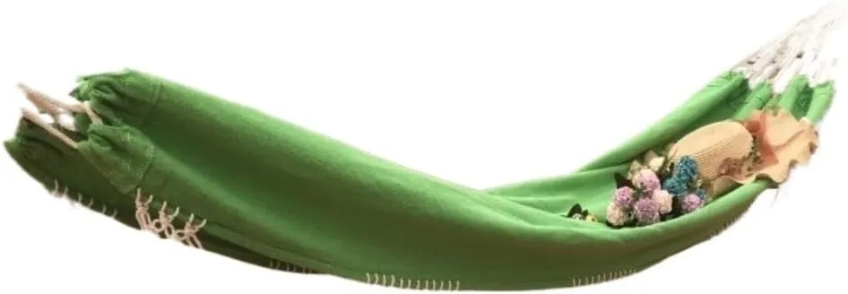 Hammock Double Outdoor Tassel Canvas Hammock Camping Beach Enlarged Double Swing Bohemian Outdoor Supplies Hanging Chair Hammock Outdoor(Green)