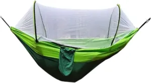 Hammock Double Quick-Open Mosquito Net Hammock Outdoor Anti-Rollover Single and Double Outdoor Camping Anti-Mosquito Hammock Outdoor(Green,A)