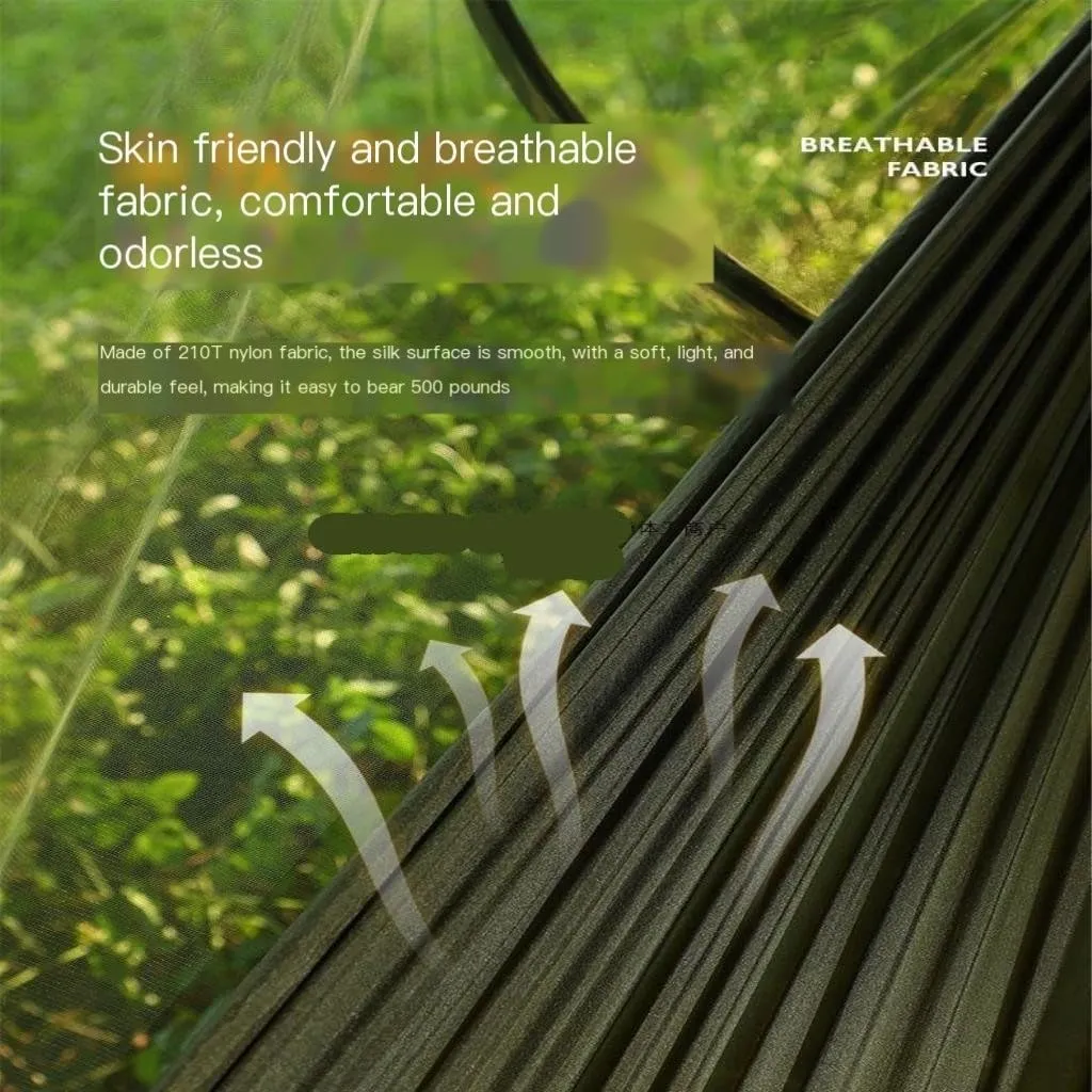 Hammock Double Quick-Open Mosquito Net Hammock Outdoor Anti-Rollover Single and Double Outdoor Camping Anti-Mosquito Hammock Outdoor(Green,A)