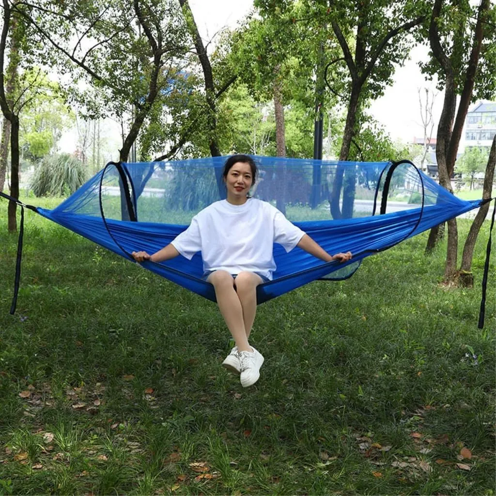 Hammock Double Quick-Open Outdoor Hammock Sunshade Anti-Rollover Single and Double Mosquito Net Easy to Carry Camping Swing Hammock Outdoor(Pink)