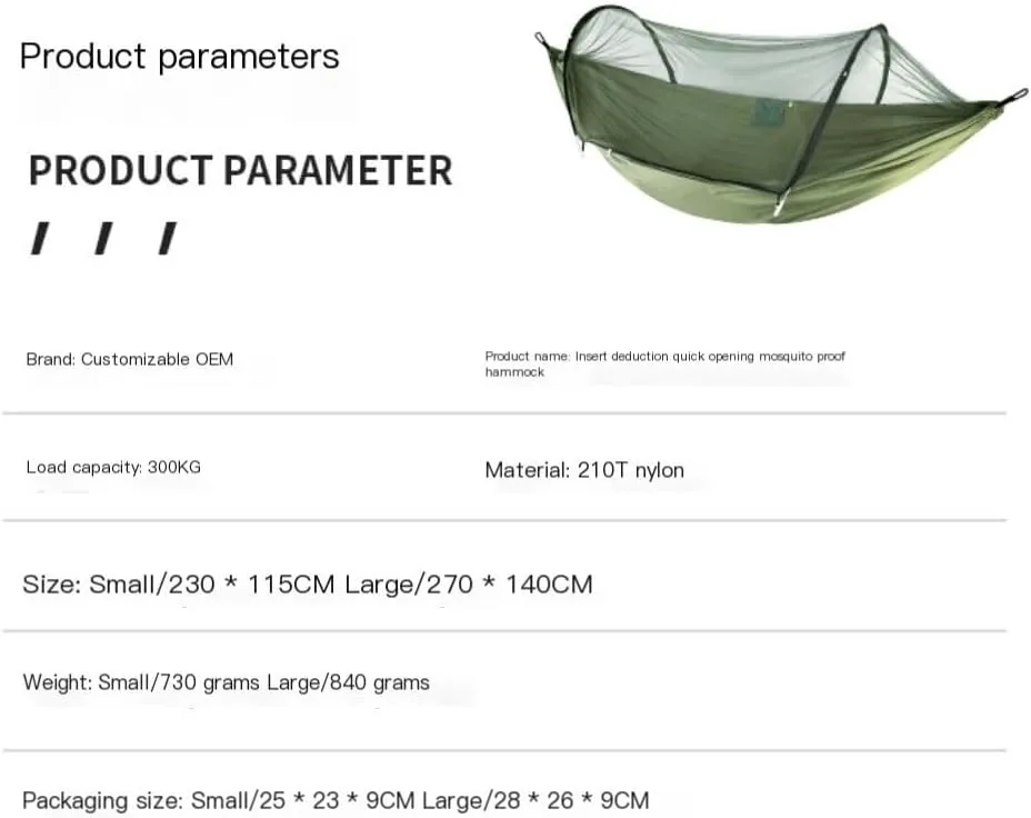 Hammock Hammock Automatic Quick Opening Anti-Mosquito and Anti-Rollover Double Portable Swing with Mosquito Net Hammocks for Outside(Rood)