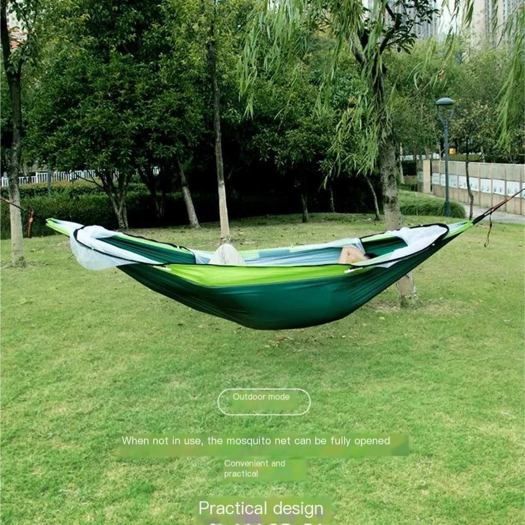 Hammock Hammock Automatic Quick Opening Anti-Mosquito and Anti-Rollover Double Portable Swing with Mosquito Net Hammocks for Outside(Rood)