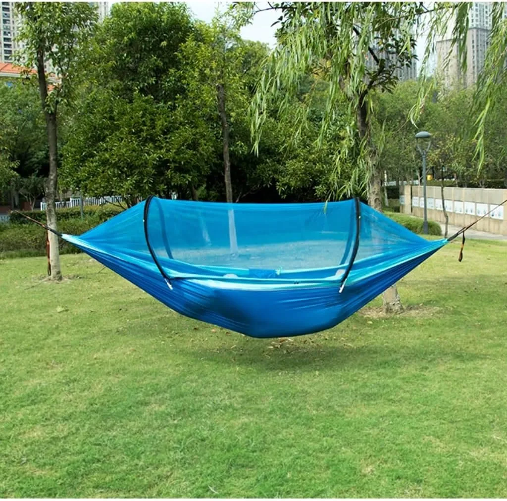 Hammock Hammock Automatic Quick Opening Anti-Mosquito and Anti-Rollover Double Portable Swing with Mosquito Net Hammocks for Outside(Rood)