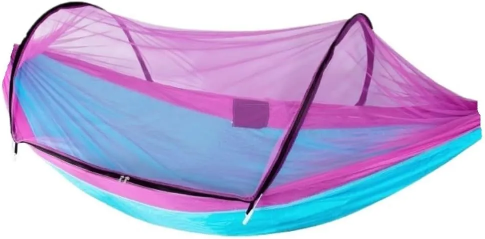 Hammock Hammock Automatic Quick Opening Anti-Mosquito and Anti-Rollover Double Portable Swing with Mosquito Net Hammocks for Outside(Rood)