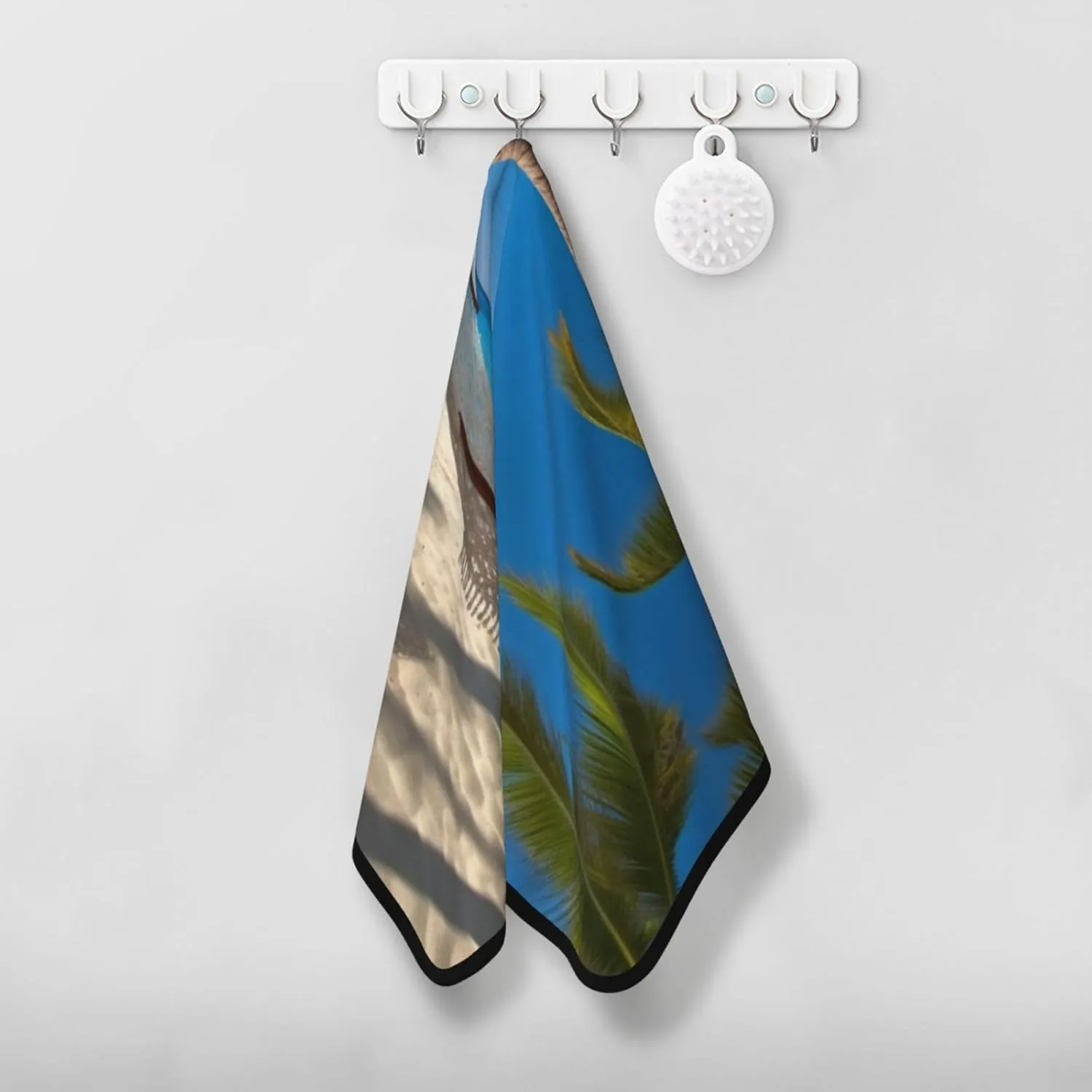 Hammock Hanging from Palm Trees Printed Coral Velvet Towel Microfiber Towel