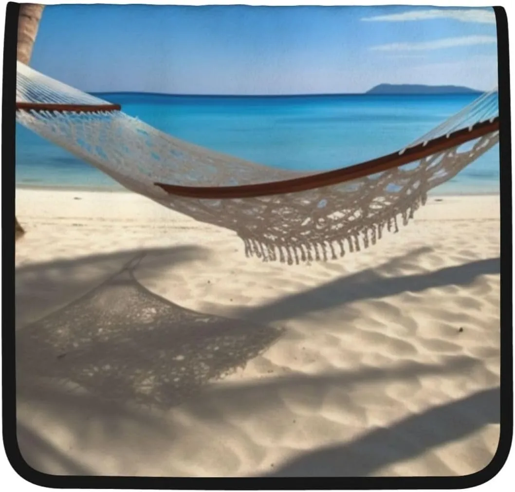 Hammock Hanging from Palm Trees Printed Coral Velvet Towel Microfiber Towel
