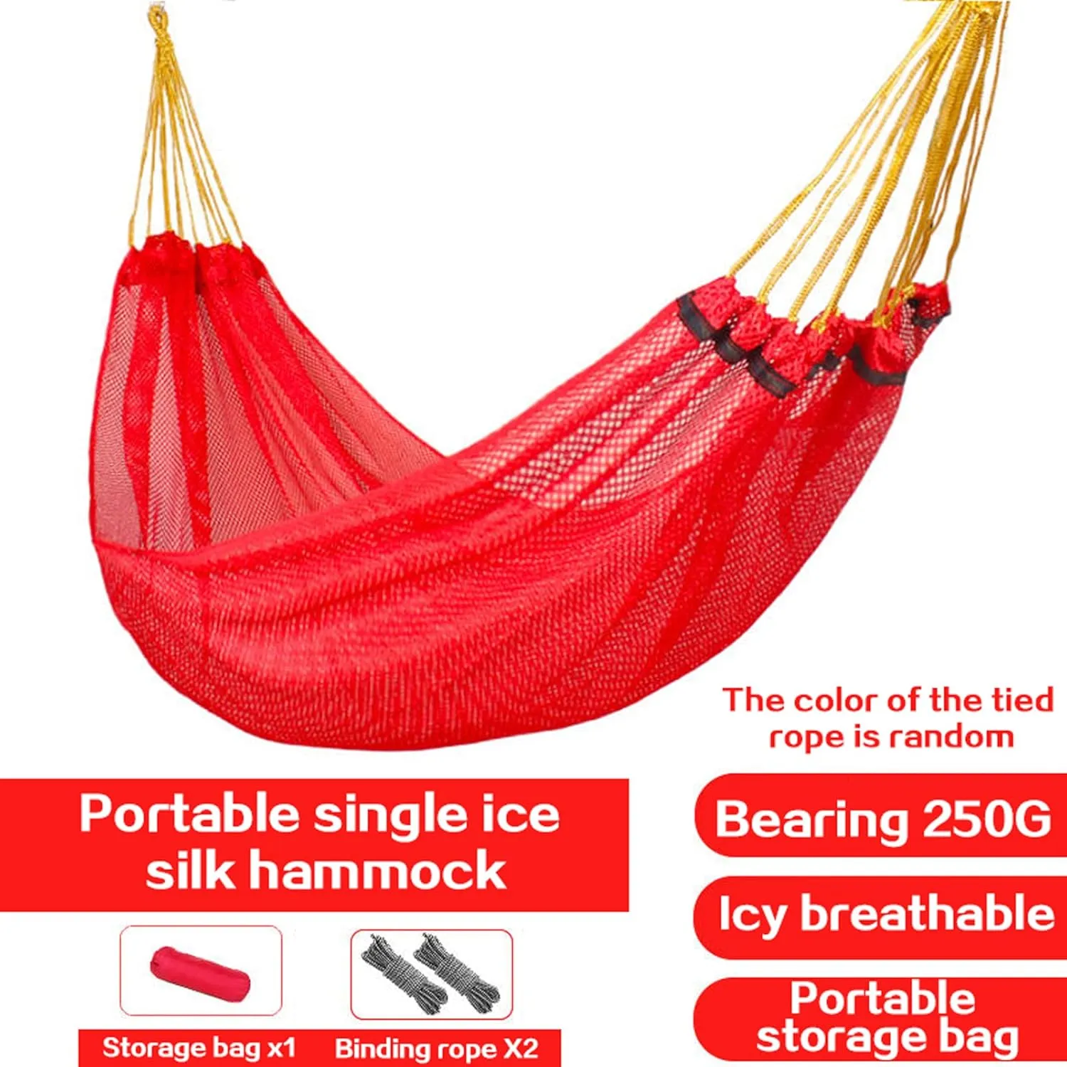 Hammock Mesh Bed Hammock Camping Hammock Single Hunting Sleeping Swing Outdoor Hammock Portable Sports Home Ice Silk Hammock for Travel for Outdoor Camping and Picnic
