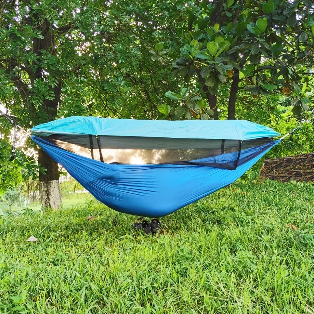 Hammock Mosquito Net Hammock Outdoor Camping Fully Automatic Quick-Open Hammock Sunshade Outdoor Anti-Mosquito Hammock Hammocks for Outside(Green)