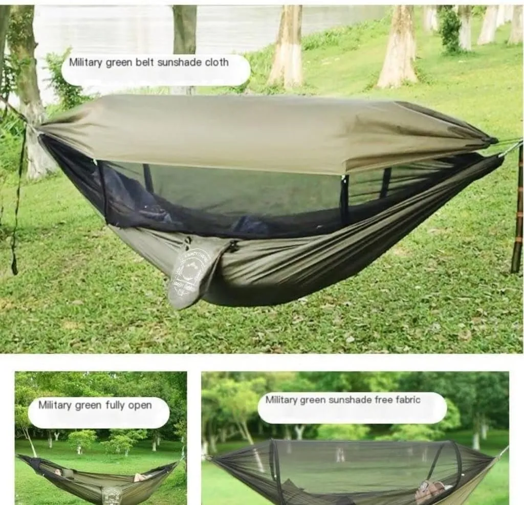 Hammock Mosquito Net Hammock Outdoor Camping Fully Automatic Quick-Open Hammock Sunshade Outdoor Anti-Mosquito Hammock Hammocks for Outside(Green)