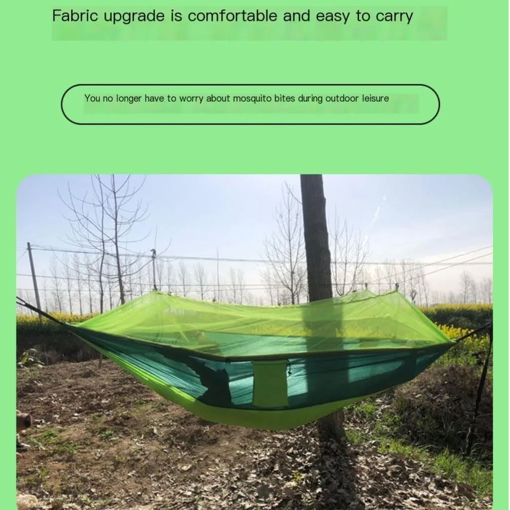 Hammock Outdoor Anti-Mosquito Hammock Automatic Quick Opening with Mosquito Net Parachute Cloth Single Double Hammocks for Outside(Orange,B)