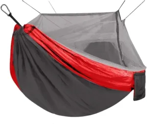 Hammock Outdoor Anti-Mosquito Hammock Automatic Quick Opening with Mosquito Net Parachute Cloth Single Double Hammocks for Outside(Rood,B)