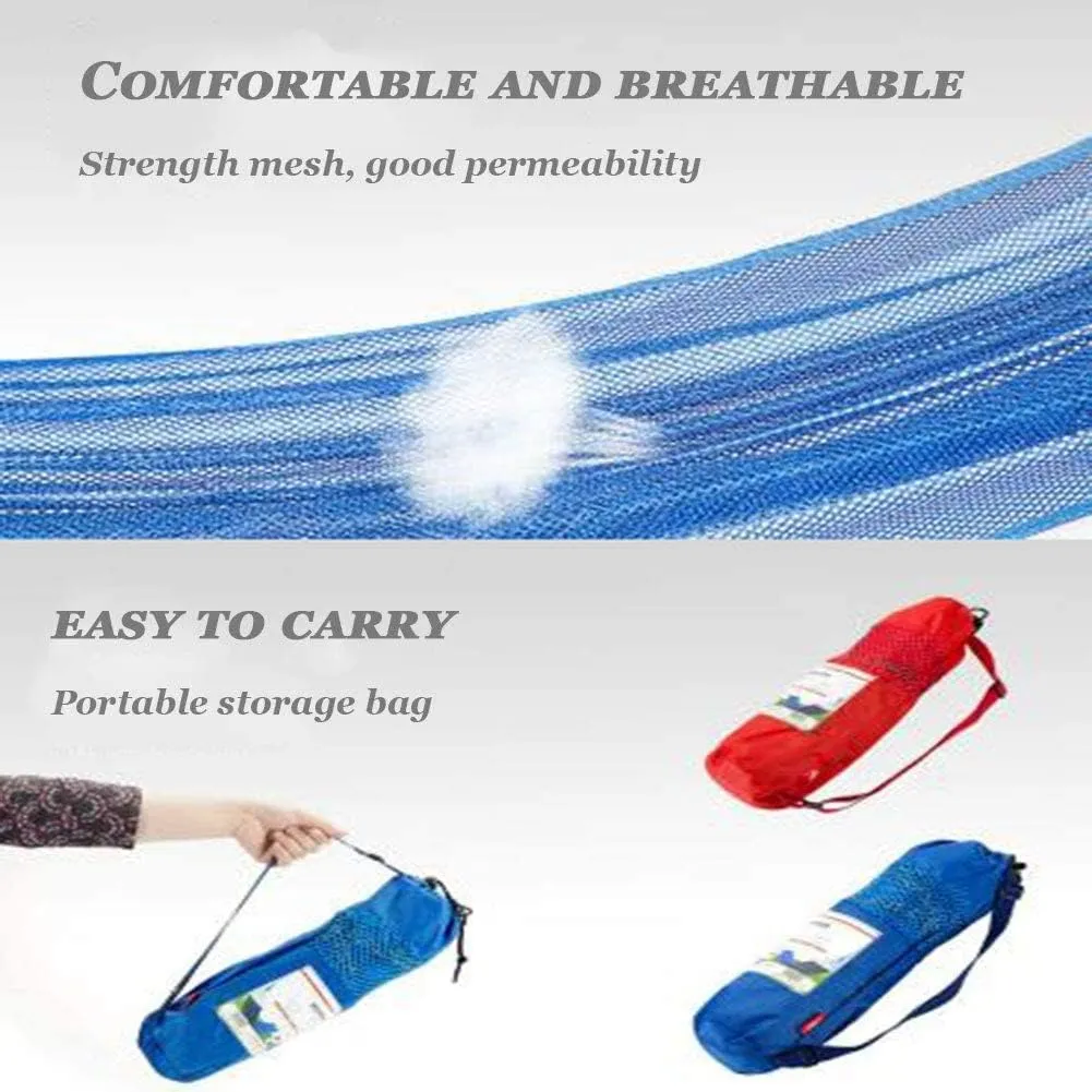 Hammock Outdoor Breathable Mesh Hammock Multiples, Load Capacity Up to 200 Kg Portable with Carrying Bag Outdoor Hammock (Color : Red) (Blue)