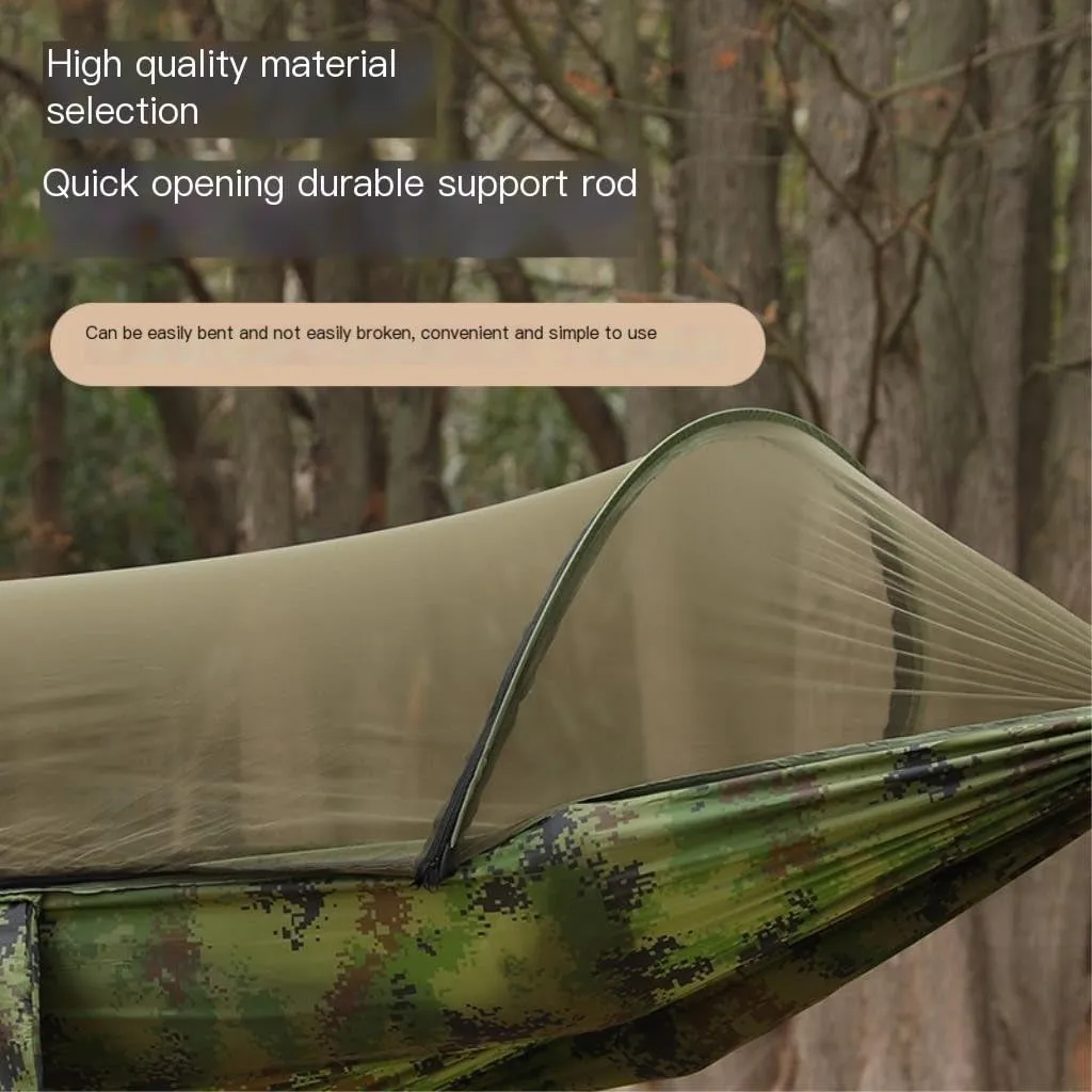 Hammock Outdoor Camping Camping Hammock Sheet Double Automatic Quick-Open Pole Mosquito Net Anti-Rollover Hammock Hammocks for Outside(A)