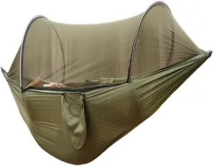 Hammock Outdoor Camping Camping Hammock Sheet Double Automatic Quick-Open Pole Mosquito Net Anti-Rollover Hammock Hammocks for Outside(A)