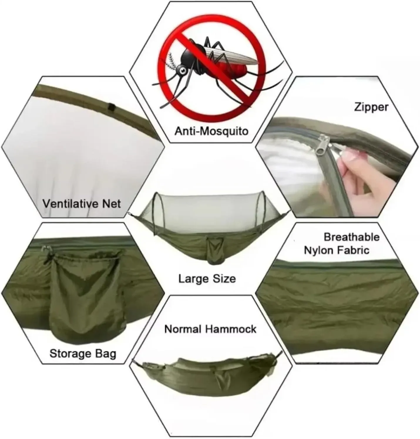 Hammock Outdoor Portable Quick Opening Mosquito Proof Swing Camping Adult Thick Hanging Chair Anti Rollover for Terrace, Outdoor(Orange Grey)