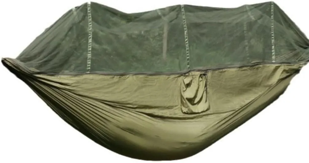 Hammock Quick-Open Mosquito Net Hammock Outdoor Anti-Rollover Single and Double Outdoor Camping Anti-Mosquito Hammocks for Outside(Green)