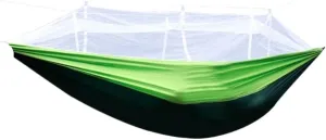 Hammock Quick-Open Mosquito Net Hammock Outdoor Anti-Rollover Single and Double Outdoor Camping Anti-Mosquito Hammocks for Outside(Green)