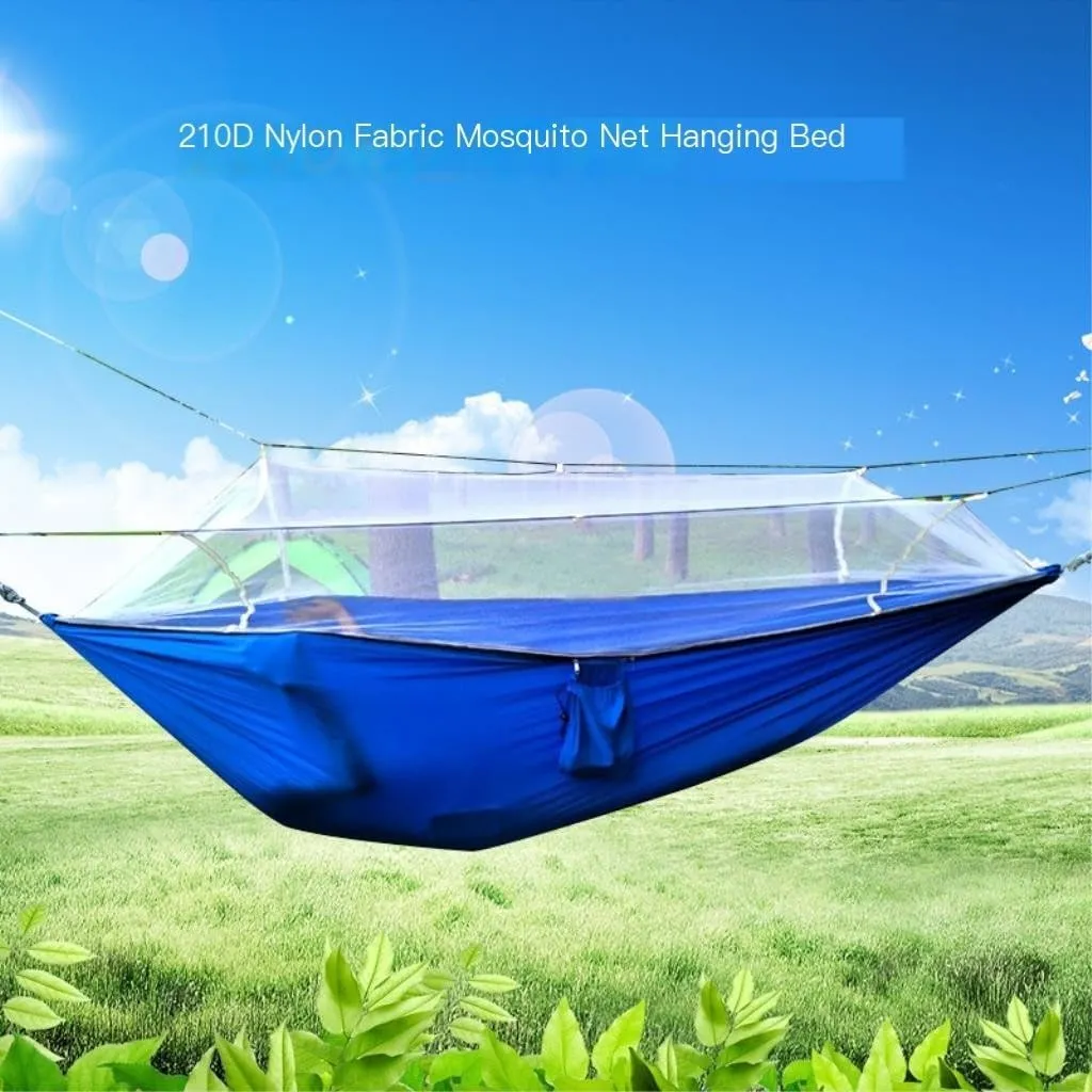 Hammock Quick-Open Mosquito Net Hammock Outdoor Anti-Rollover Single and Double Outdoor Camping Anti-Mosquito Hammocks for Outside(Green)