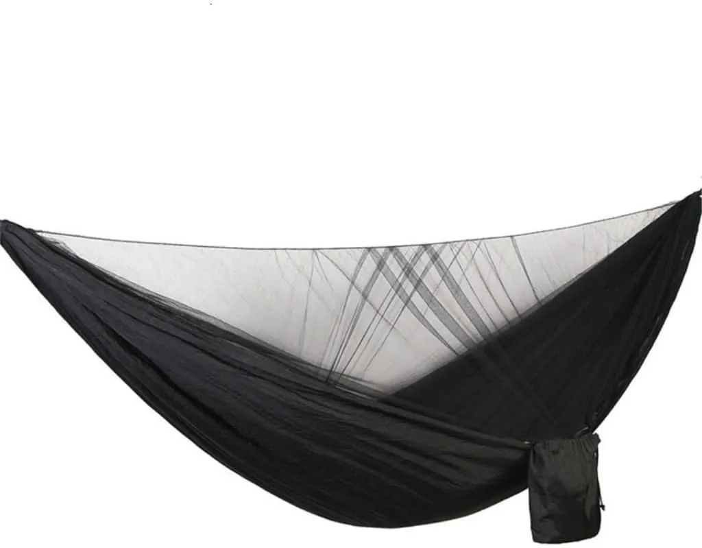 Hammock Quick-Release Hammock with Mosquito Net Hanging Sheet Double Parachute Cloth Anti-Rollover Camping Hammock Hammocks for Outside(B)