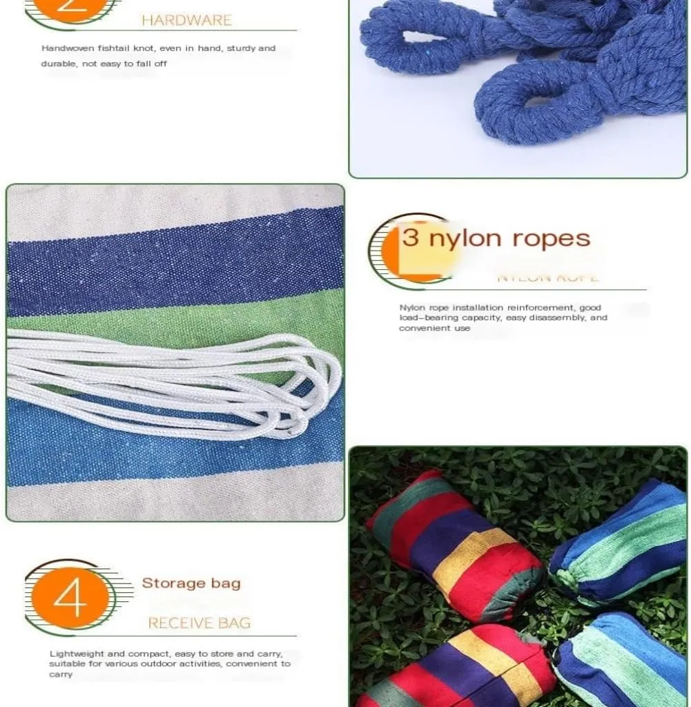 Hammock Single Double Parachute Cloth Hammock Light Breathable Hammock Nylon Hammock Outdoor Swing Anti-Rollover Hammocks for Outside(Blue,Small)