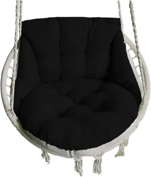 Hammock Swing Chair - Hanging Basket Seat, Thick Washable Cushions, Waterproof & Sun-Resistant, Black