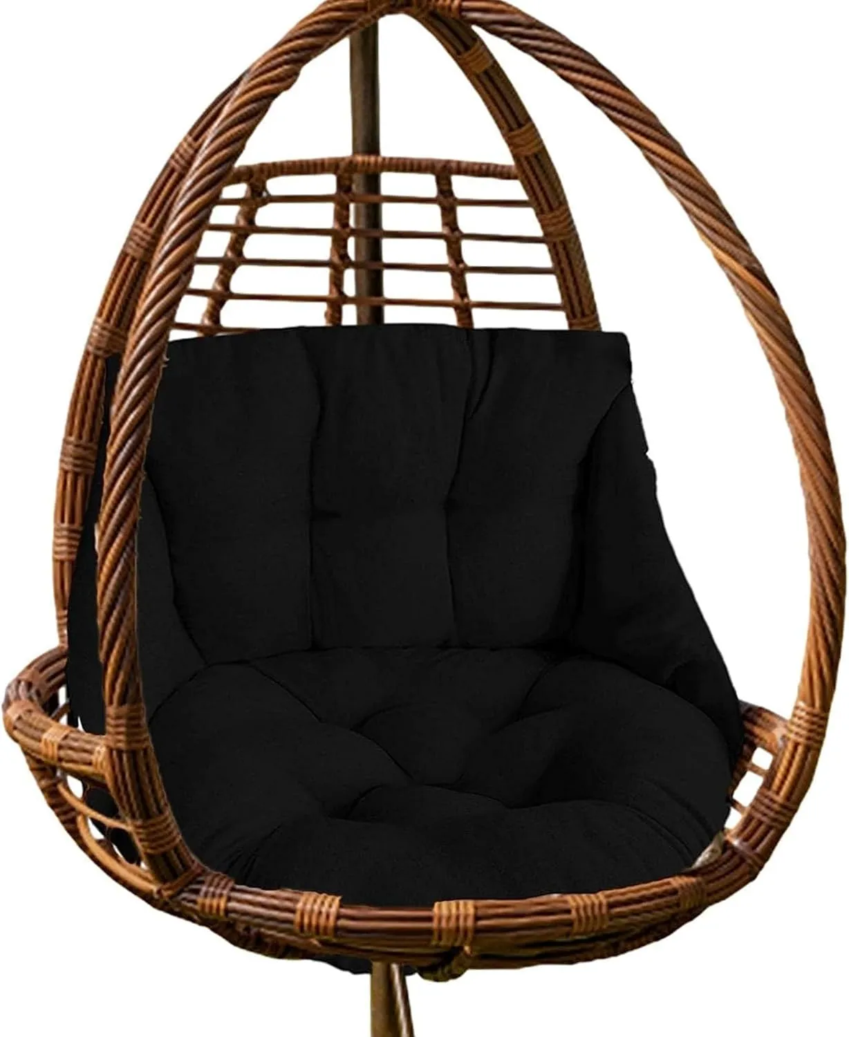 Hammock Swing Chair - Hanging Basket Seat, Thick Washable Cushions, Waterproof & Sun-Resistant, Black