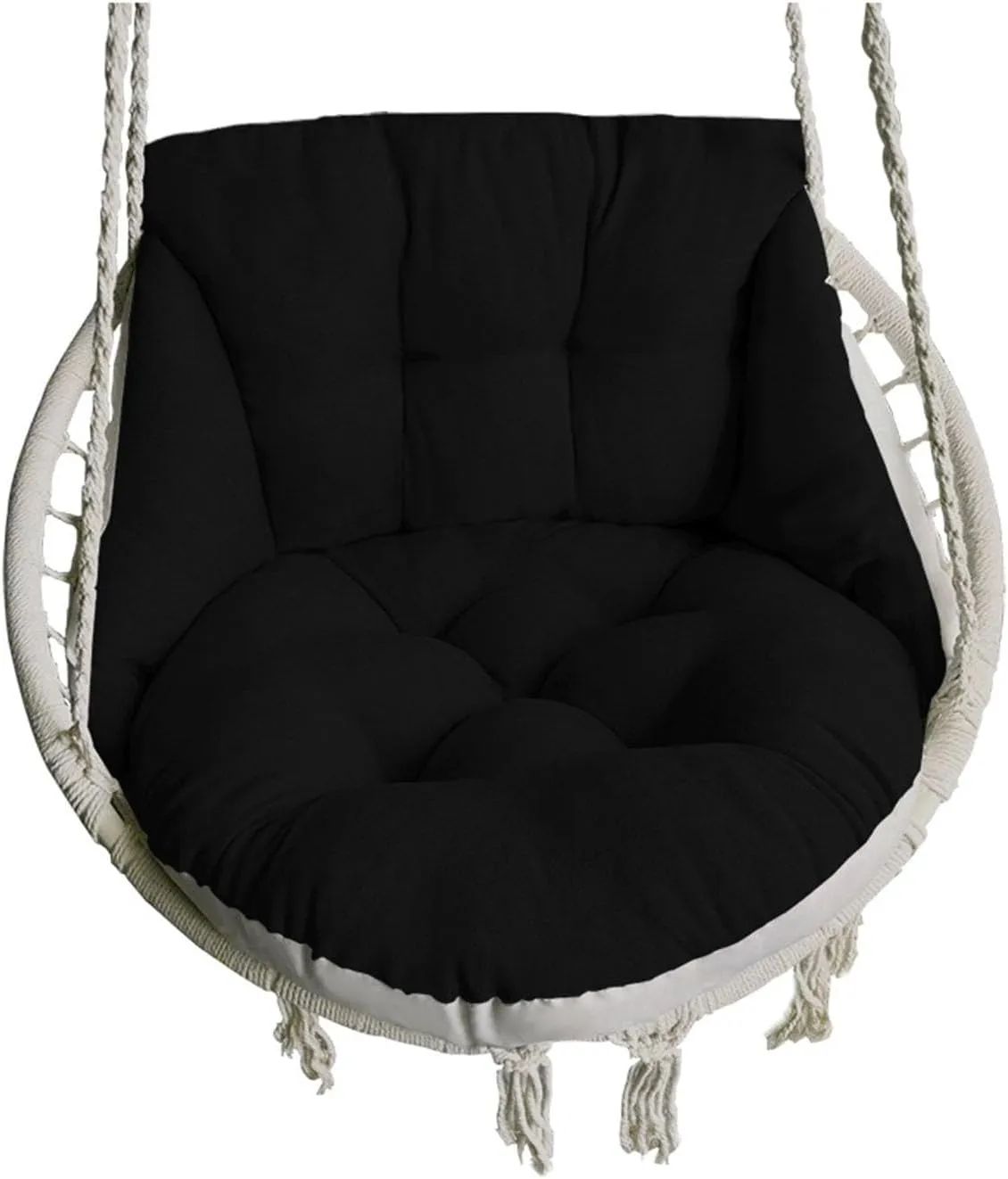 Hammock Swing Chair - Hanging Basket Seat, Thick Washable Cushions, Waterproof & Sun-Resistant, Black