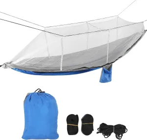Hammock Tent, Camping Hammock, Nylon Portable Camping Hammock with Gray Mesh Mosquito Net with Side Storage Pockets for Hiking Camping Backpacking