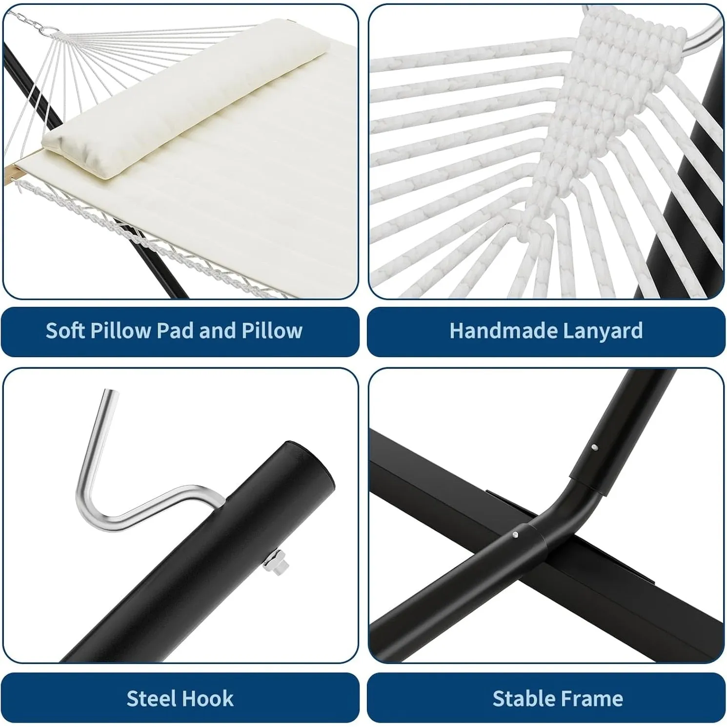 Hammock with Steel Stand, Portable Standing Hammocks with PP Cotton Pad and Pillow