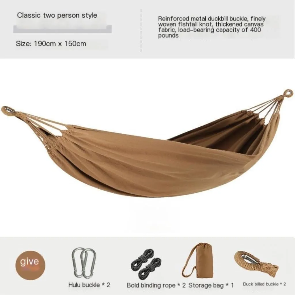 Hammocks Beige Hammock Outdoor Swing Summer Camping W Anti-Rollover Home Indoor Single Double Adult Dormitory Camping Hammocks(Beige,A)