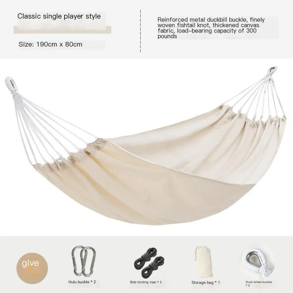 Hammocks Beige Hammock Outdoor Swing Summer Camping W Anti-Rollover Home Indoor Single Double Adult Dormitory Camping Hammocks(Beige,A)