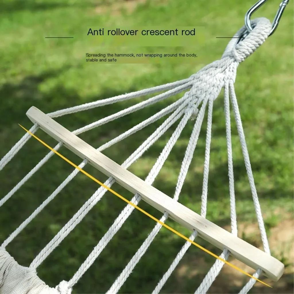 Hammocks Beige Hammock Outdoor Swing Summer Camping W Anti-Rollover Home Indoor Single Double Adult Dormitory Camping Hammocks(Beige,A)