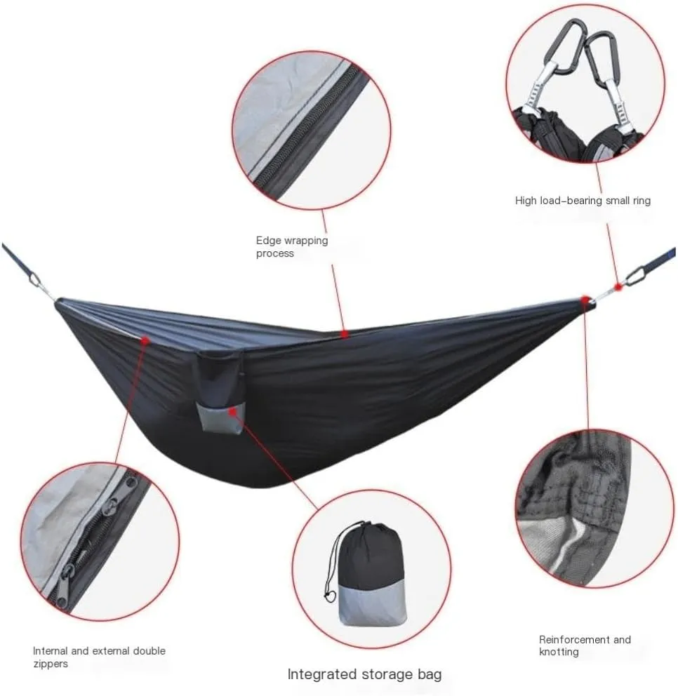 Hammocks Canopy Mosquito Net Hammock Set Tent Parachute Cloth Camping Automatic Anti-Mosquito Mosquito Net Hammock Camping Hammocks(E)