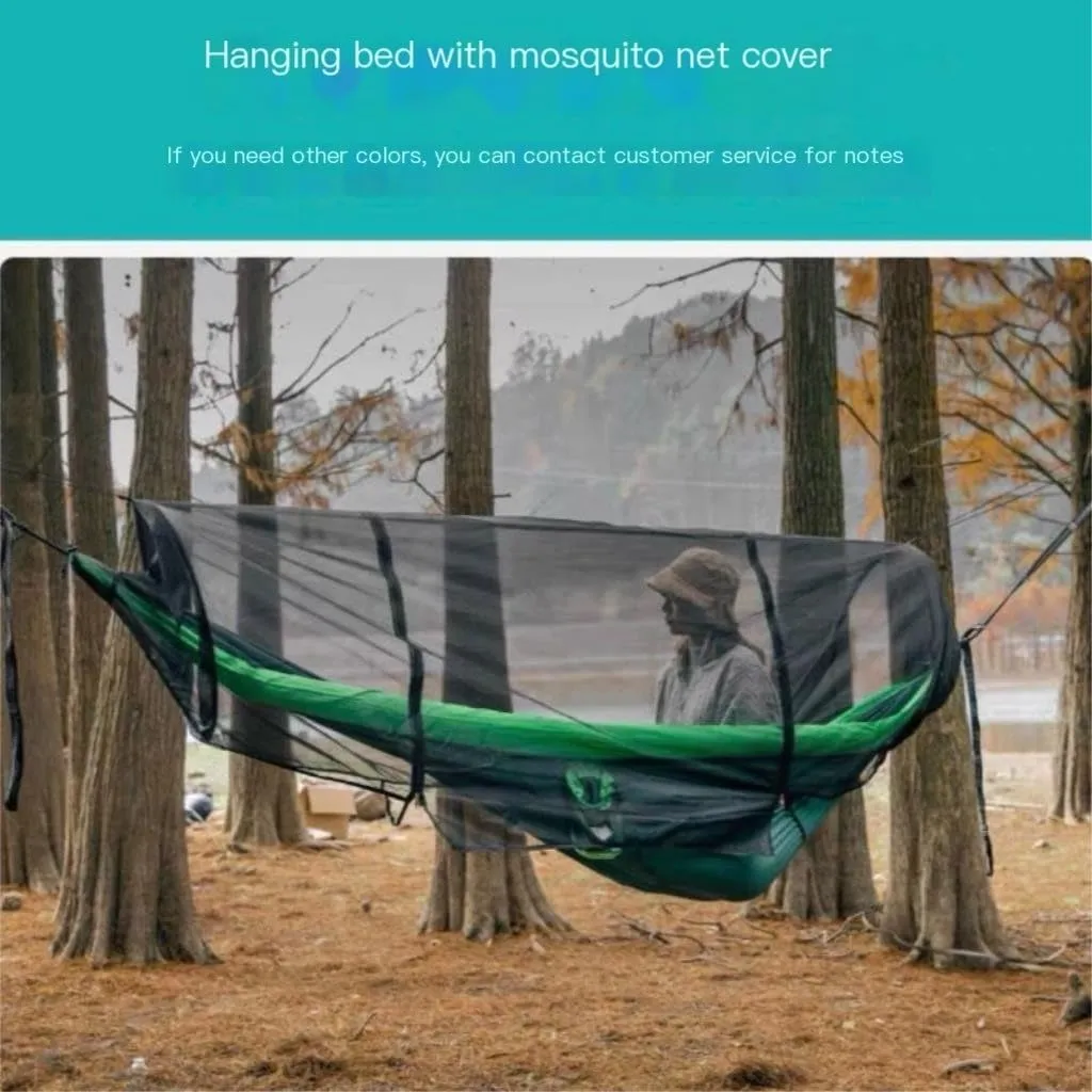 Hammocks Double Inflatable Hammock Outdoor Swing Anti-Rollover Outdoor Camping Outdoor Mosquito-Proof and Durable Camping Hammocks(Green,A)