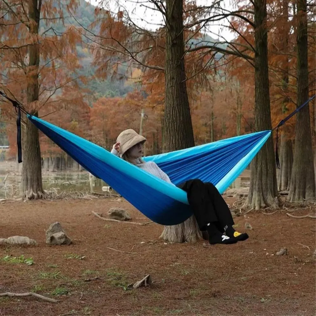 Hammocks Double Inflatable Hammock Outdoor Swing Anti-Rollover Outdoor Camping Outdoor Mosquito-Proof and Durable Camping Hammocks(Green,A)