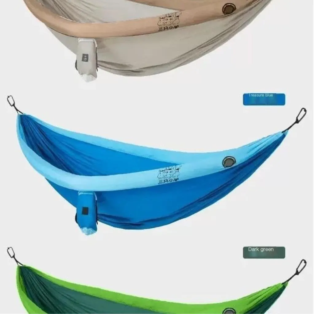 Hammocks Double Inflatable Hammock Outdoor Swing Anti-Rollover Outdoor Camping Outdoor Mosquito-Proof and Durable Camping Hammocks(Green,A)