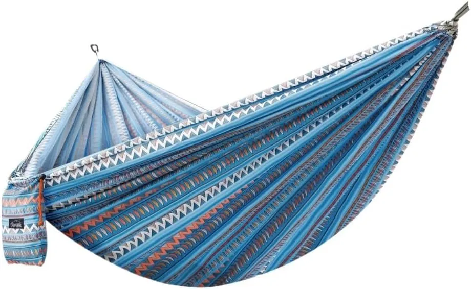 Hammocks Hammock Outdoor Camping Quick-Open Single Double Hammock Parachute Cloth Printing Park Camping Hammock Camping Hammocks(Blue)