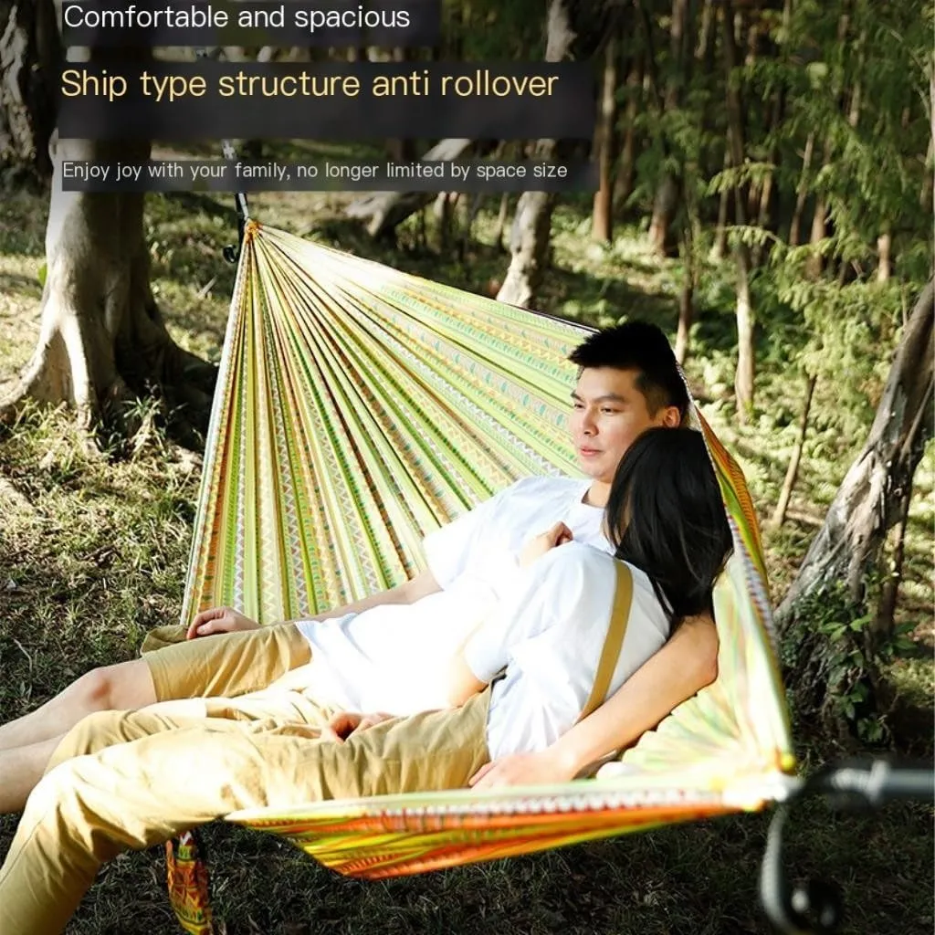 Hammocks Hammock Outdoor Camping Quick-Open Single Double Hammock Parachute Cloth Printing Park Camping Hammock Camping Hammocks(Blue)