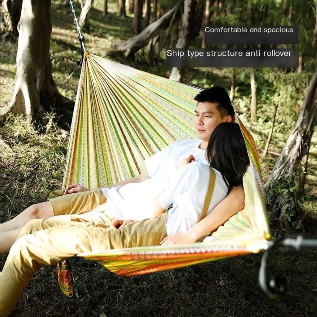 Hammocks Hammock Outdoor Camping Quick-Open Single Double Hammock Parachute Cloth Printing Park Camping Hammock Camping Hammocks(Blue)