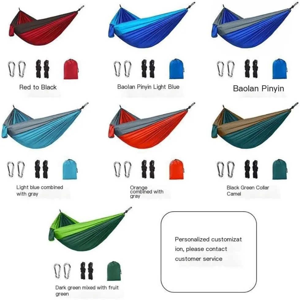 Hammocks High Load-Bearing Anti-Rollover Nylon Hammock Outdoor Ultra-Light Single and Double Parachute Cloth Hammock Camping Hammocks(B)
