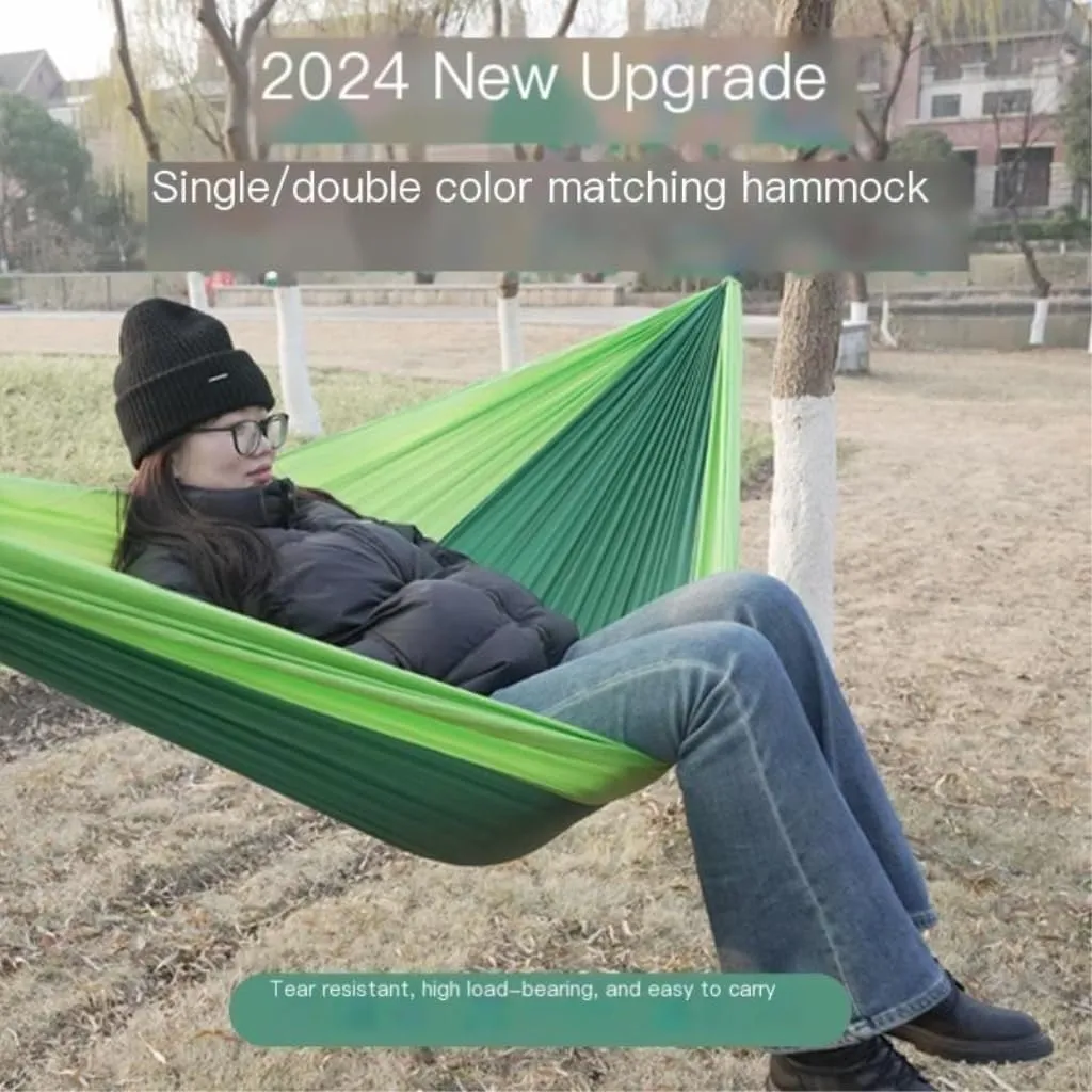 Hammocks High Load-Bearing Anti-Rollover Nylon Hammock Outdoor Ultra-Light Single and Double Parachute Cloth Hammock Camping Hammocks(B)