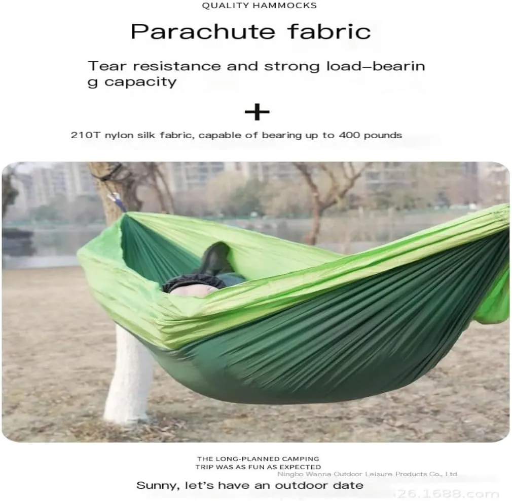 Hammocks High Load-Bearing Anti-Rollover Nylon Hammock Outdoor Ultra-Light Single and Double Parachute Cloth Hammock Camping Hammocks(B)
