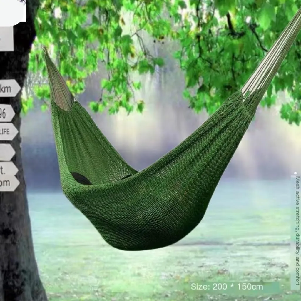 Hammocks Mesh Outdoor Camping Swing Homestay Outdoor Da Double Anti-Rollover Hanging Chair Double Nylon Hammock Camping Hammocks(Green)