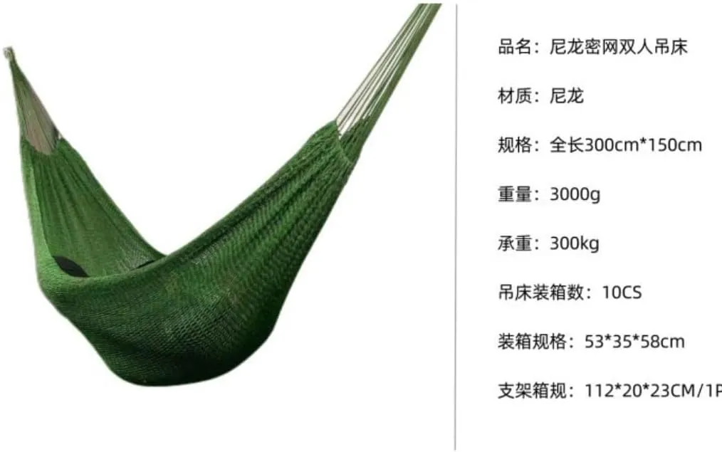 Hammocks Mesh Outdoor Camping Swing Homestay Outdoor Da Double Anti-Rollover Hanging Chair Double Nylon Hammock Camping Hammocks(Green)